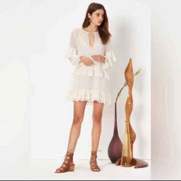 Tularosa Darla Cloud Cream Ruffle Tiered Mini Dress Size XS - Picture 1 of 10